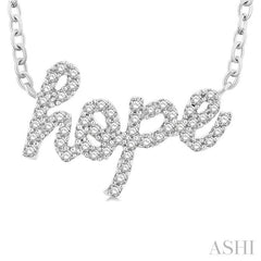 1/6 Ctw 'hope' Script Round Cut Diamond Necklace in 10K White Gold