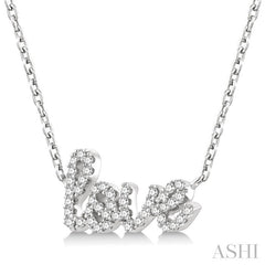 1/6 Ctw 'love' Script Round Cut Diamond Necklace in 10K White Gold