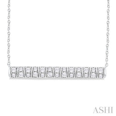 1/2 Ctw Ribbed Trapezoid Motif Bar Round Cut Diamond Necklace in 14K White Gold
