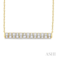 1/2 Ctw Ribbed Trapezoid Motif Bar Round Cut Diamond Necklace in 14K Yellow Gold