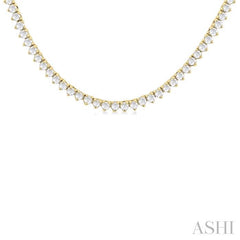 1 Ctw Halfway Round Cut Diamond Tennis Necklace in 14K Yellow Gold