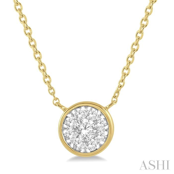 1/3 Ctw Round Shape Lovebright Diamond Pendant With Chain in 14K Yellow and White Gold