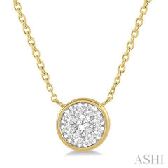 1/3 Ctw Round Shape Lovebright Diamond Pendant With Chain in 14K Yellow and White Gold
