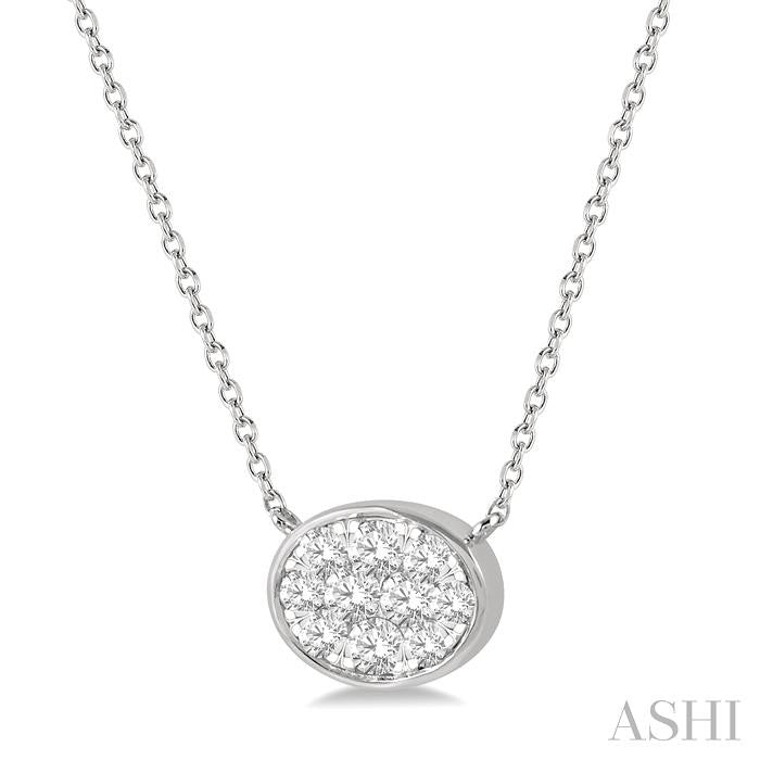 1/3 Ctw Oval Shape Lovebright Diamond Pendant With Chain in 14K White Gold