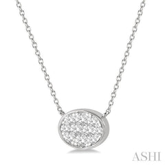 1/3 Ctw Oval Shape Lovebright Diamond Pendant With Chain in 14K White Gold
