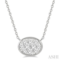 1/3 Ctw Oval Shape Lovebright Diamond Pendant With Chain in 14K White Gold