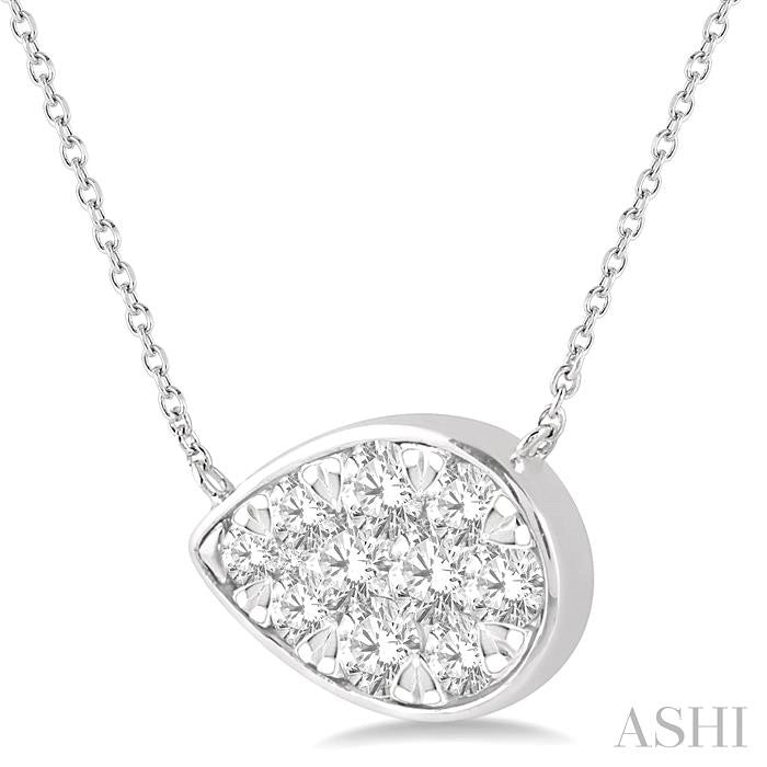 1 Ctw Pear Shape Lovebright Diamond Pendant With Chain in 14K White Gold
