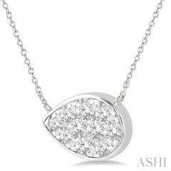 1 Ctw Pear Shape Lovebright Diamond Pendant With Chain in 14K White Gold