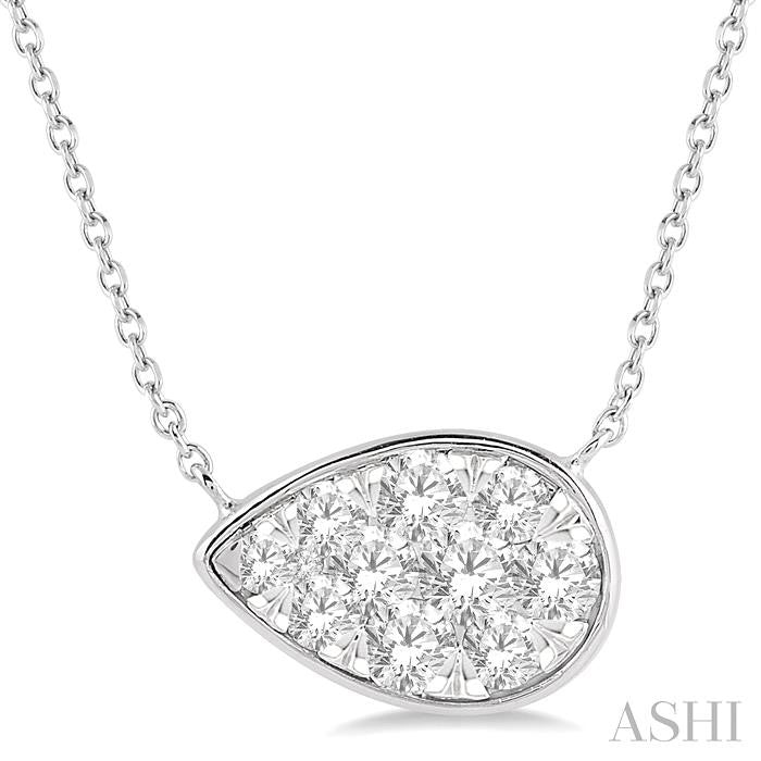 1 Ctw Pear Shape Lovebright Diamond Pendant With Chain in 14K White Gold