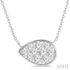 1 Ctw Pear Shape Lovebright Diamond Pendant With Chain in 14K White Gold