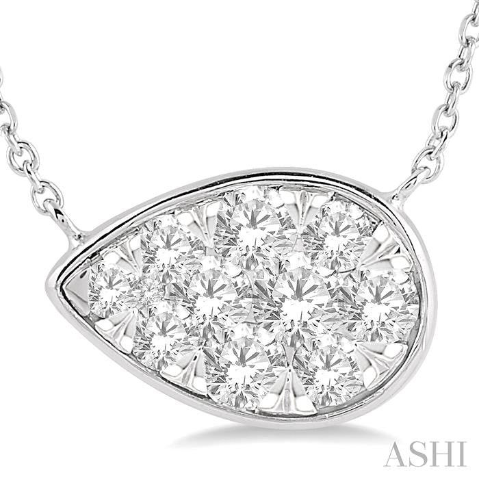1 Ctw Pear Shape Lovebright Diamond Pendant With Chain in 14K White Gold