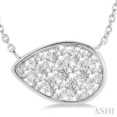 1 Ctw Pear Shape Lovebright Diamond Pendant With Chain in 14K White Gold