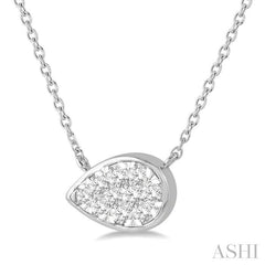 1/4 Ctw Pear Shape Lovebright Diamond Pendant With Chain in 14K White Gold