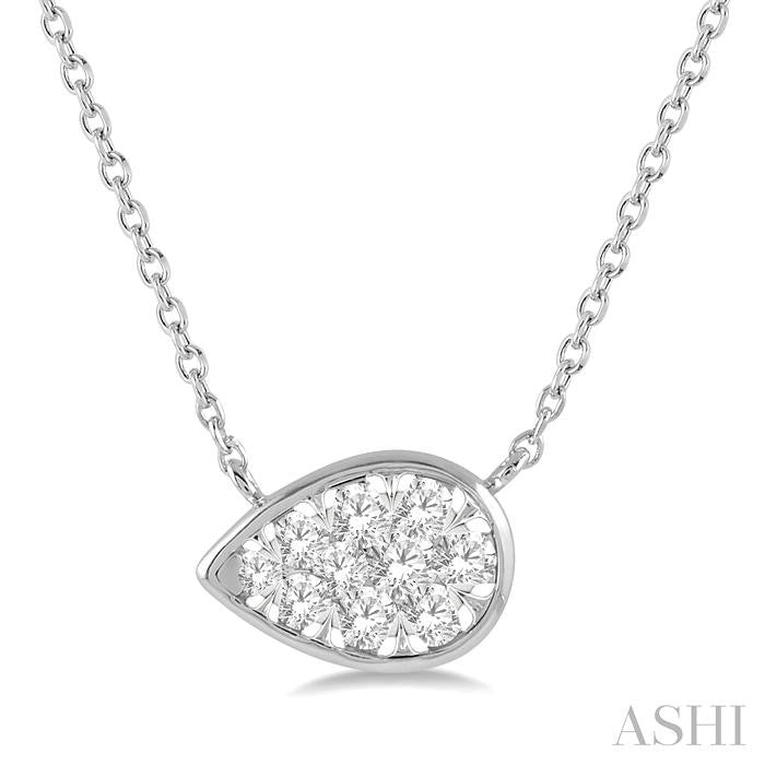 1/4 Ctw Pear Shape Lovebright Diamond Pendant With Chain in 14K White Gold