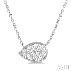 1/4 Ctw Pear Shape Lovebright Diamond Pendant With Chain in 14K White Gold