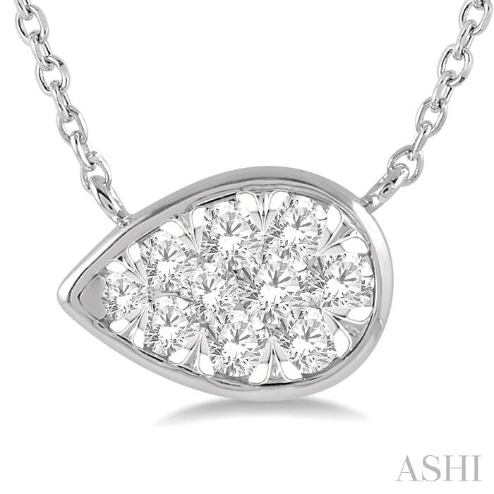 1/4 Ctw Pear Shape Lovebright Diamond Pendant With Chain in 14K White Gold