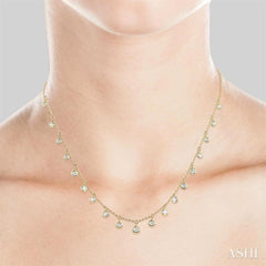 5/8 Ctw Bezel Set Round Cut Diamond Station Necklace in 14K Yellow Gold