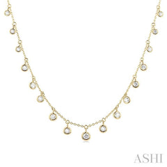5/8 Ctw Bezel Set Round Cut Diamond Station Necklace in 14K Yellow Gold