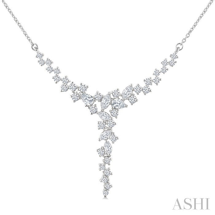 1 Ctw Waterfall Mixed Cut Diamond Scatter Necklace in 14K White Gold