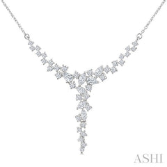 1 Ctw Waterfall Mixed Cut Diamond Scatter Necklace in 14K White Gold