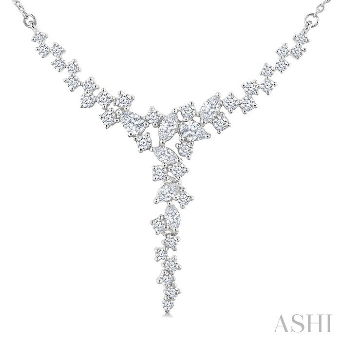 1 Ctw Waterfall Mixed Cut Diamond Scatter Necklace in 14K White Gold