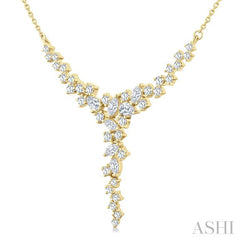 1 Ctw Waterfall Mixed Cut Diamond Scatter Necklace in 14K Yellow Gold