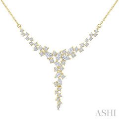 1 Ctw Waterfall Mixed Cut Diamond Scatter Necklace in 14K Yellow Gold