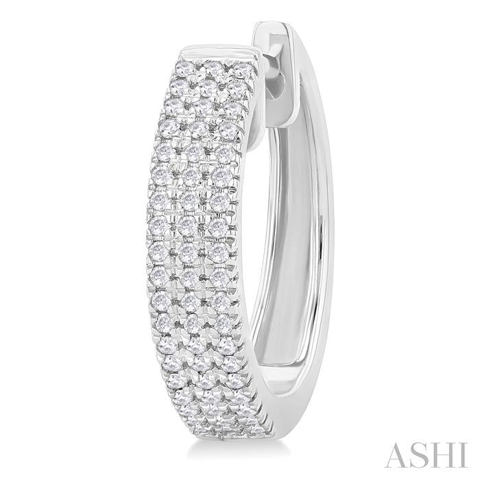 1/3 Ctw Triple Row Round Cut Diamond Hoop Earring in 14K White Gold