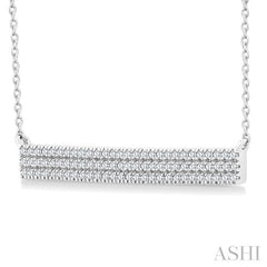 1/4 Ctw Bar Triple Row Round Cut Diamond Necklace in 10K White Gold