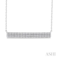 1/4 Ctw Bar Triple Row Round Cut Diamond Necklace in 10K White Gold