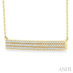 1/4 Ctw Bar Triple Row Round Cut Diamond Necklace in 10K Yellow Gold