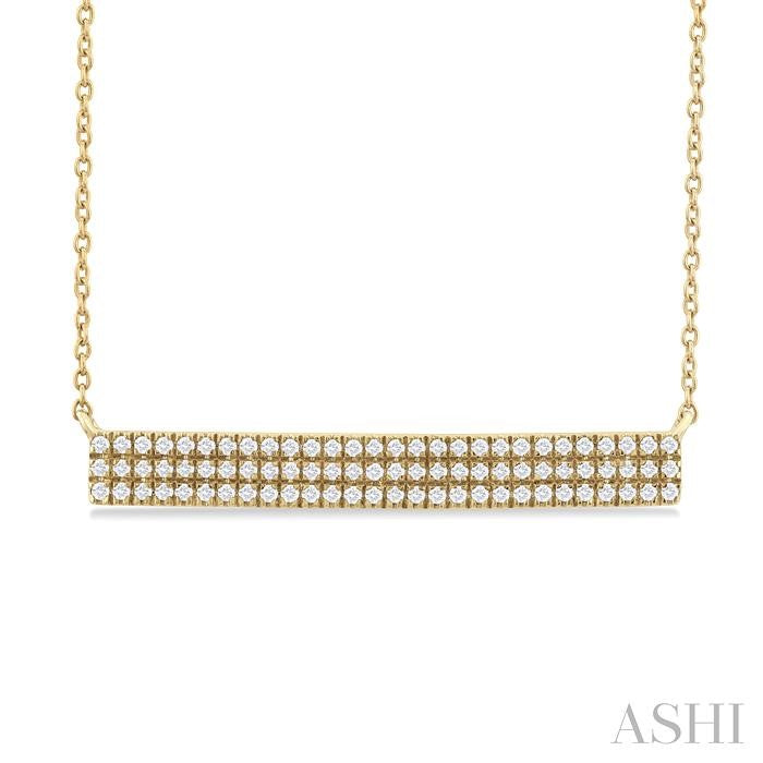 1/4 Ctw Bar Triple Row Round Cut Diamond Necklace in 10K Yellow Gold