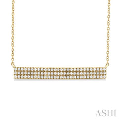 1/4 Ctw Bar Triple Row Round Cut Diamond Necklace in 10K Yellow Gold