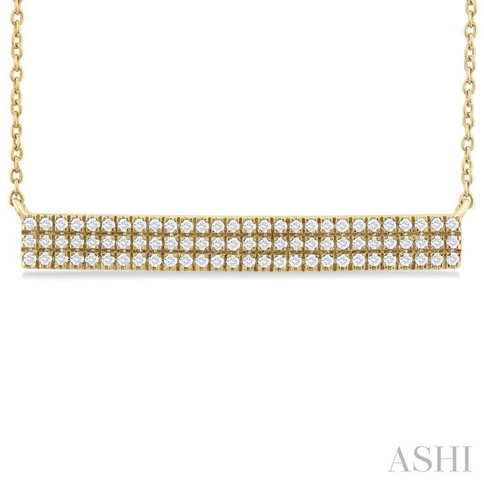 1/4 Ctw Bar Triple Row Round Cut Diamond Necklace in 10K Yellow Gold