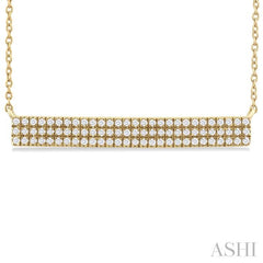1/4 Ctw Bar Triple Row Round Cut Diamond Necklace in 10K Yellow Gold
