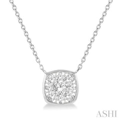 1/3 Ctw Cushion Shape Lovebright Diamond Pendant With Chain in 14K White Gold