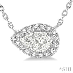 1/6 Ctw Pear Shape Round Cut Diamond Lovebright Pendant With Chain in 14K White Gold