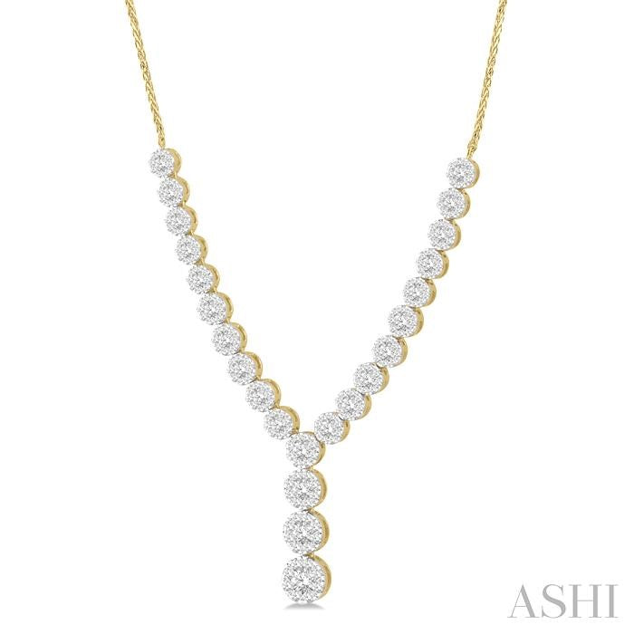2 1/4 Ctw Lovebright Round Cut Diamond Necklace in 14K Yellow and White Gold