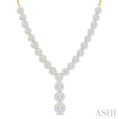 2 1/4 Ctw Lovebright Round Cut Diamond Necklace in 14K Yellow and White Gold
