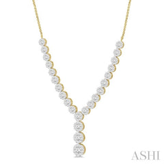 2 1/4 Ctw Lovebright Round Cut Diamond Necklace in 14K Yellow and White Gold