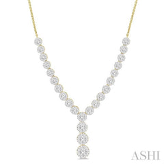 2 1/4 Ctw Lovebright Round Cut Diamond Necklace in 14K Yellow and White Gold