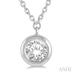 1/5 Ctw Round Cut Diamond Pendant With Chain in 14K White Gold
