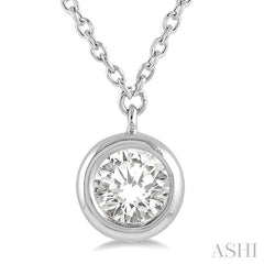 1/10 Ctw Round Cut Diamond Pendant With Chain in 14K White Gold