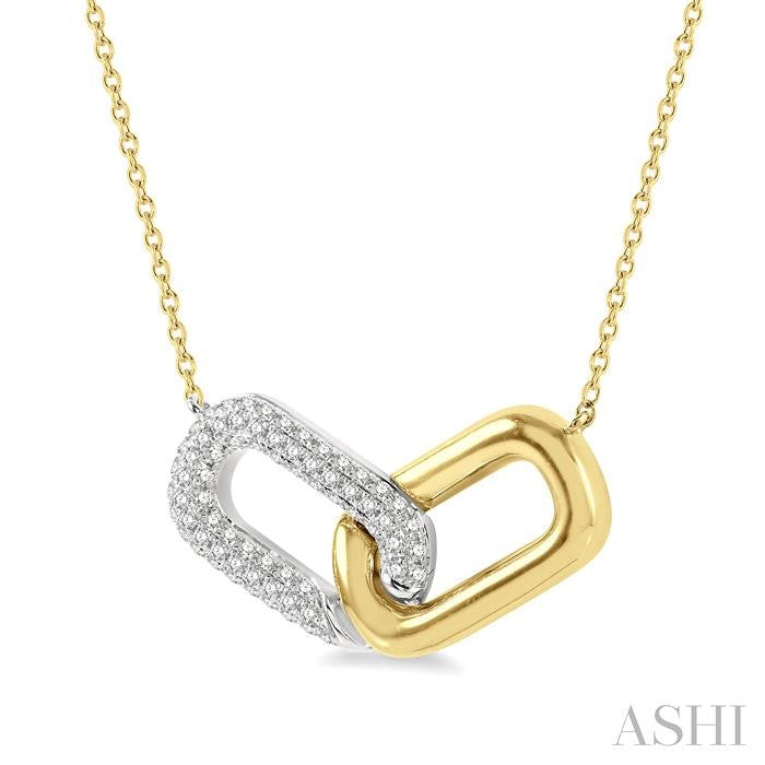 1/4 ctw Round Cut Diamond Paper Clip Necklace in 14K Yellow and White Gold