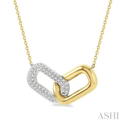 1/4 ctw Round Cut Diamond Paper Clip Necklace in 14K Yellow and White Gold