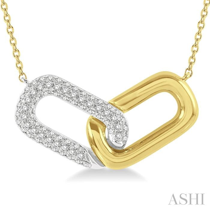 1/4 ctw Round Cut Diamond Paper Clip Necklace in 14K Yellow and White Gold