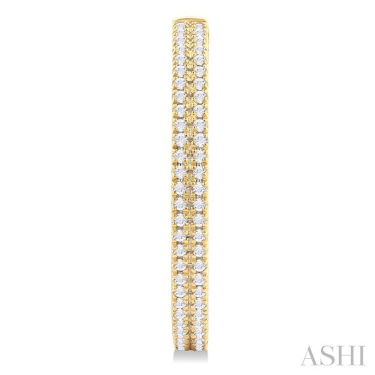 1/3 Ctw Double Row Round Cut Diamond Fashion Half Hoop Earring in 10K Yellow Gold