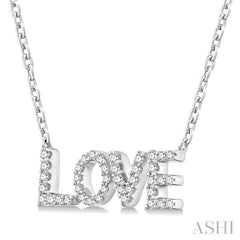 1/6 Ctw 'LOVE' Block Round Cut Diamond Necklace in 10K White Gold