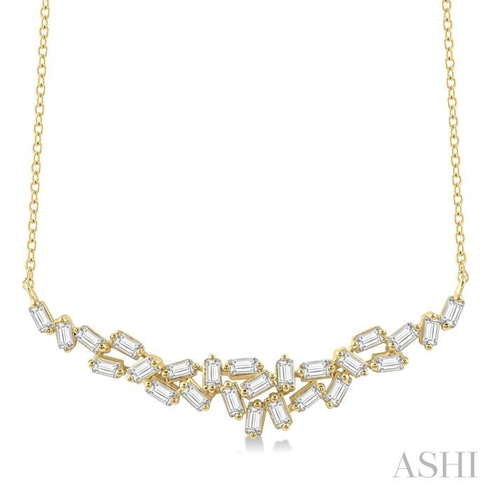 1/2 Ctw Baguette Cut Diamond Scatter Necklace in 14K Yellow Gold