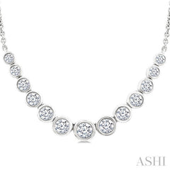 1 Ctw Graduated Bezel Set Round Cut Diamond Smile Necklace in 14K White Gold
